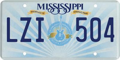 MS license plate LZI504