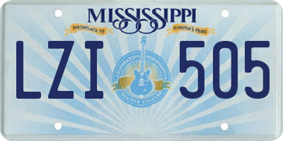 MS license plate LZI505