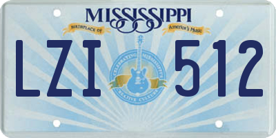 MS license plate LZI512