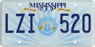 MS license plate LZI520