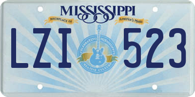 MS license plate LZI523