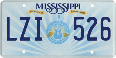 MS license plate LZI526