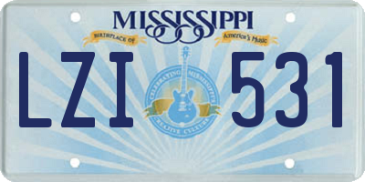 MS license plate LZI531
