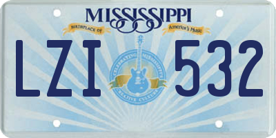 MS license plate LZI532