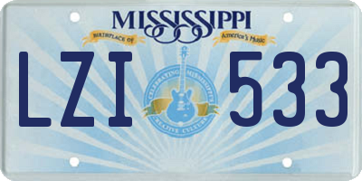 MS license plate LZI533