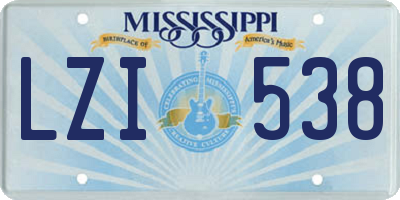 MS license plate LZI538