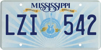 MS license plate LZI542
