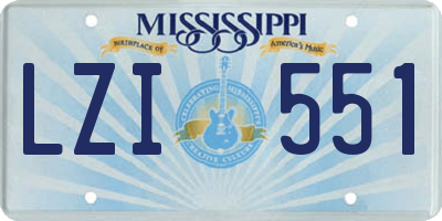 MS license plate LZI551