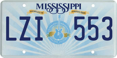 MS license plate LZI553