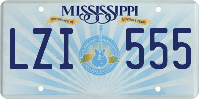 MS license plate LZI555