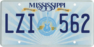 MS license plate LZI562