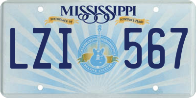 MS license plate LZI567
