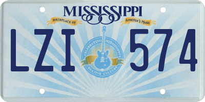 MS license plate LZI574