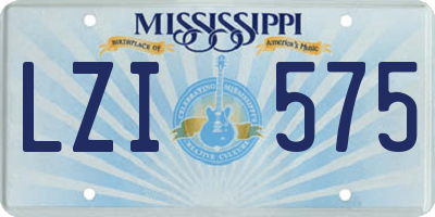 MS license plate LZI575