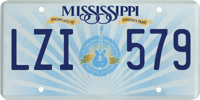 MS license plate LZI579