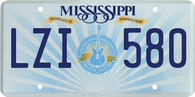 MS license plate LZI580