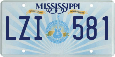 MS license plate LZI581