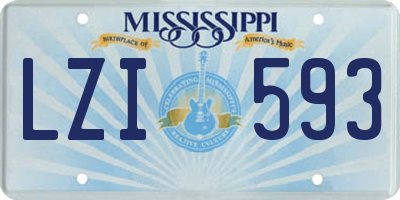 MS license plate LZI593
