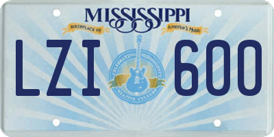 MS license plate LZI600