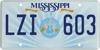 MS license plate LZI603