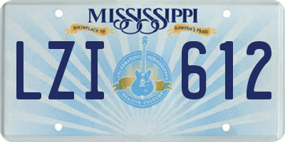 MS license plate LZI612