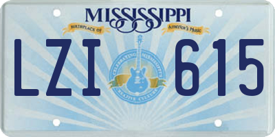 MS license plate LZI615