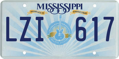 MS license plate LZI617