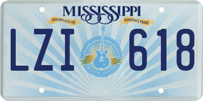 MS license plate LZI618