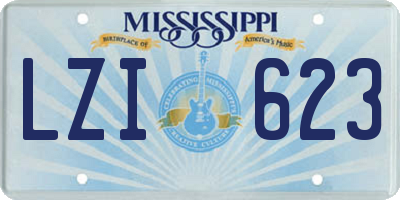 MS license plate LZI623