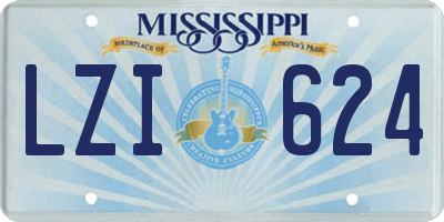 MS license plate LZI624