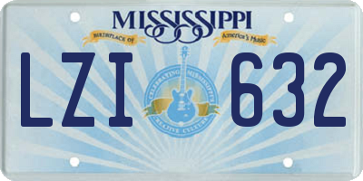 MS license plate LZI632