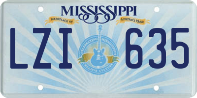 MS license plate LZI635