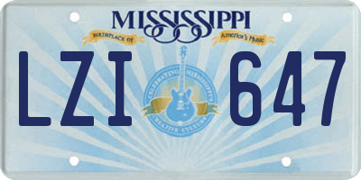MS license plate LZI647
