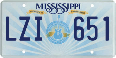 MS license plate LZI651