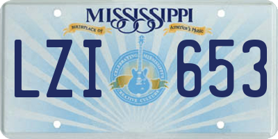 MS license plate LZI653