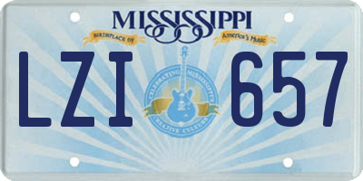 MS license plate LZI657