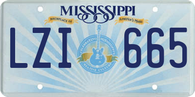 MS license plate LZI665