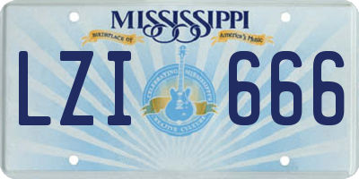 MS license plate LZI666