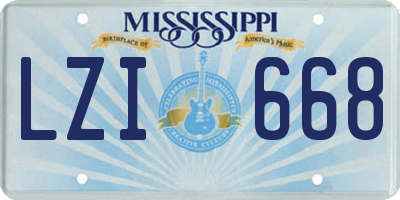 MS license plate LZI668