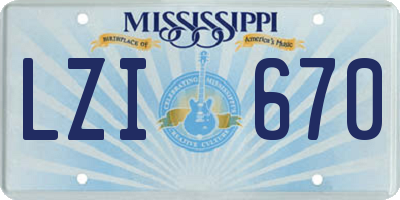 MS license plate LZI670
