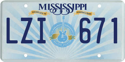 MS license plate LZI671