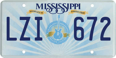 MS license plate LZI672