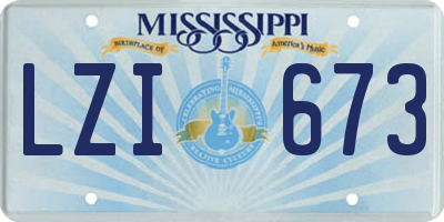 MS license plate LZI673