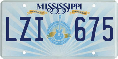MS license plate LZI675