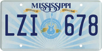 MS license plate LZI678