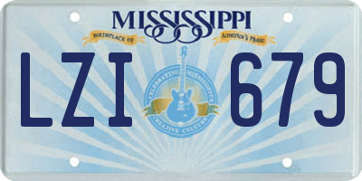MS license plate LZI679