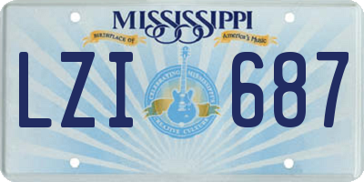 MS license plate LZI687