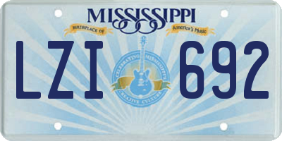 MS license plate LZI692