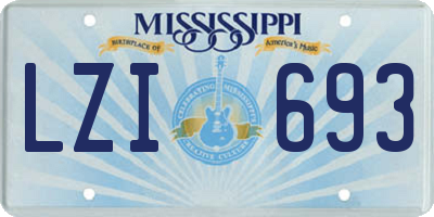MS license plate LZI693