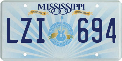MS license plate LZI694
